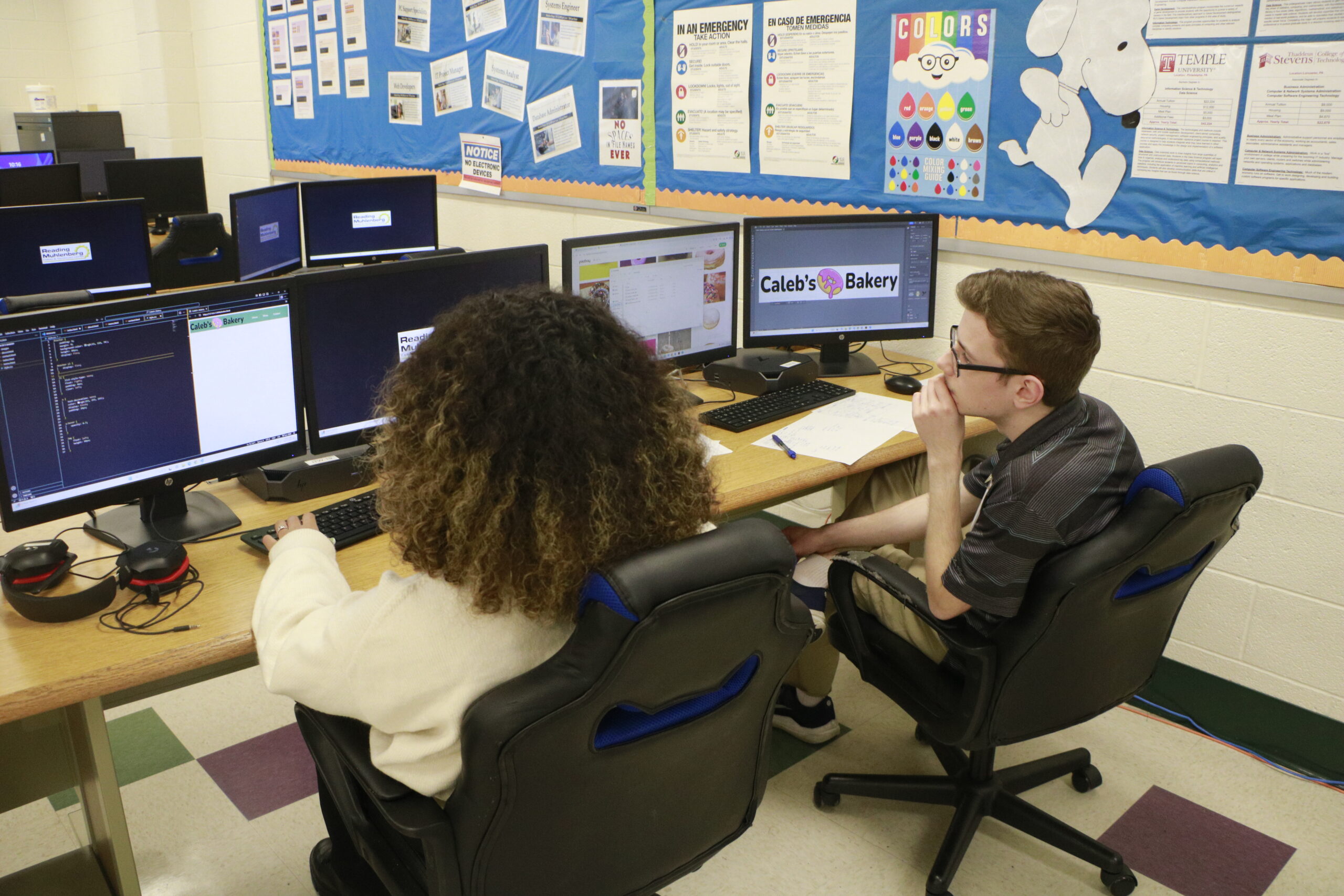Students coding & designing